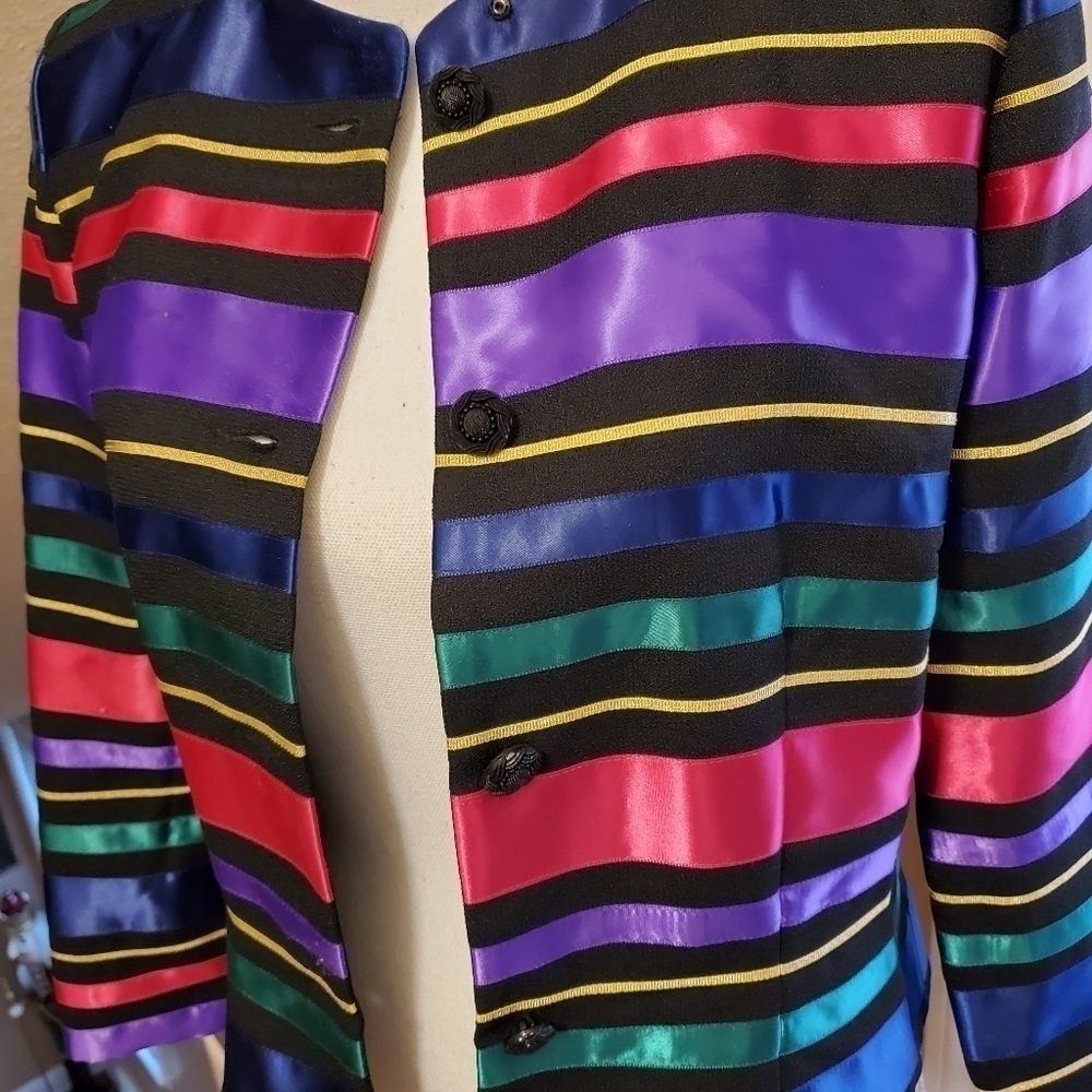 Talbots Striped Button Front Blazer Size 4, Class… - image 2